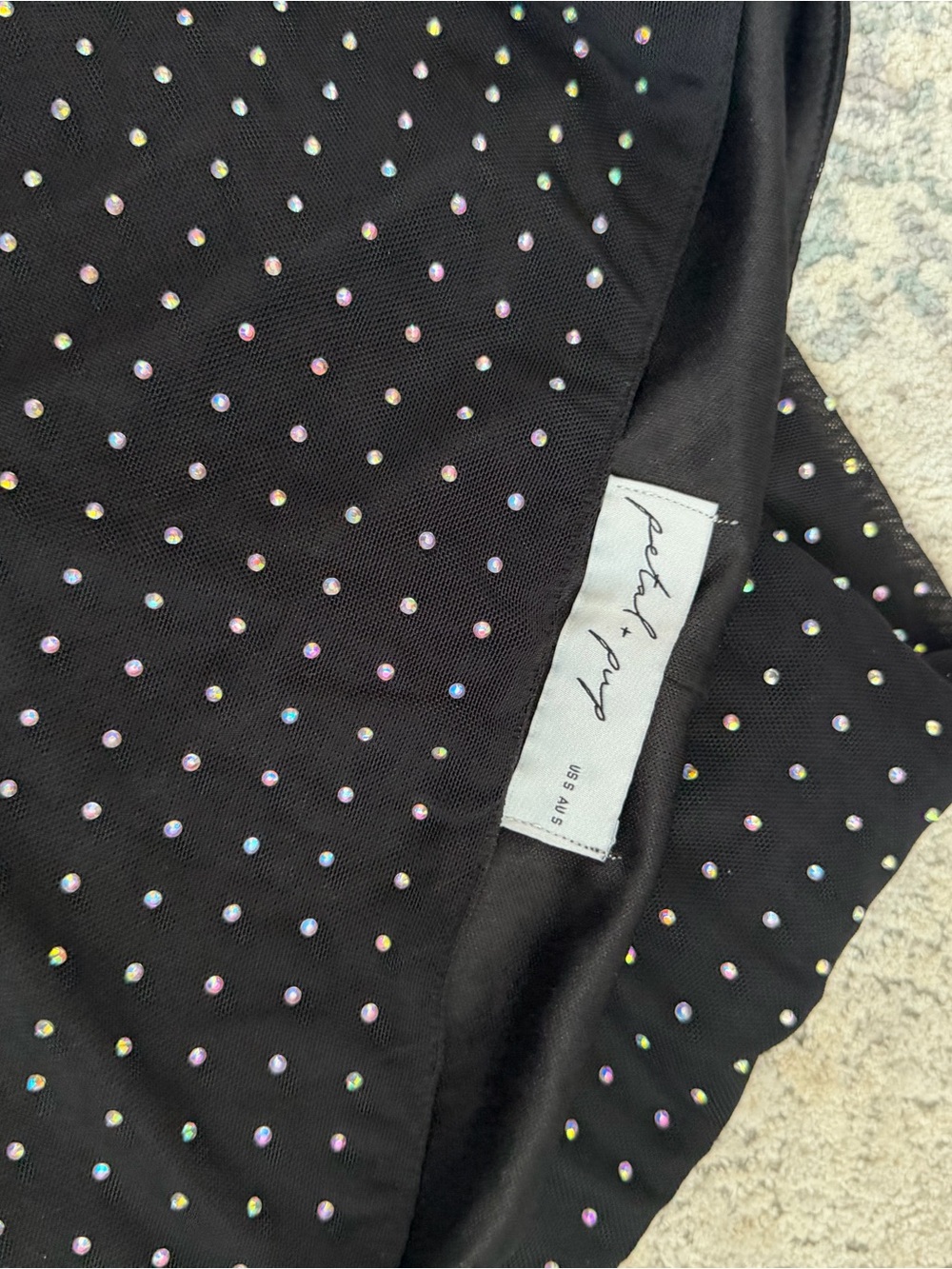 Petal & Pup Black Midi Dress with Iridescent Rhinestones